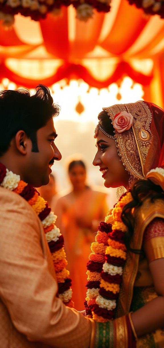 Indian wedding mandap at golden hour